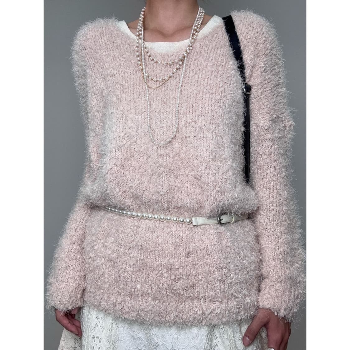 빈티지 핑크 퍼 니트 상품이미지1