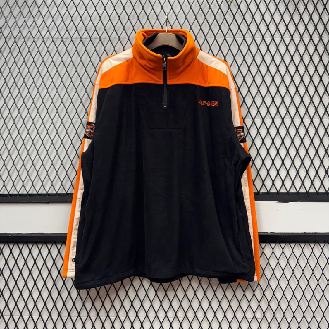 00s 할리데이비슨 플리스 자켓 손목 포켓 디테일 오렌지 블랙 상품이미지1