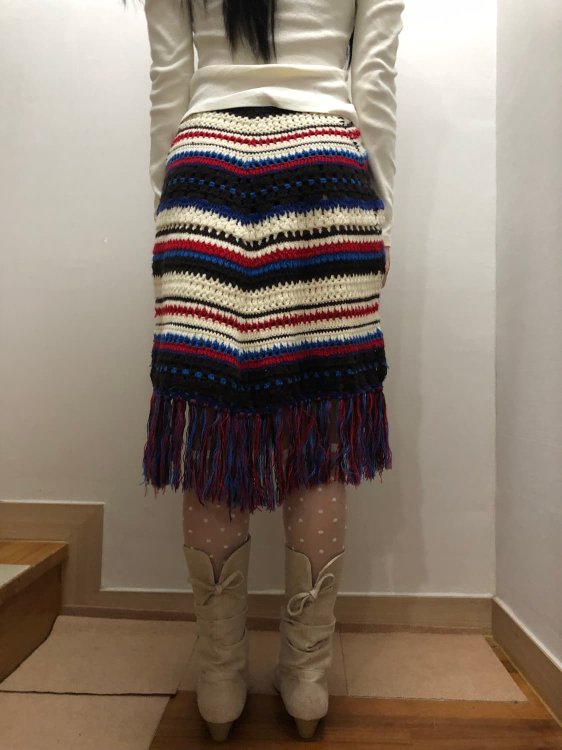 빈티지 보헤미안 믹스 컬러 투웨이 니트 스커트 상품이미지9