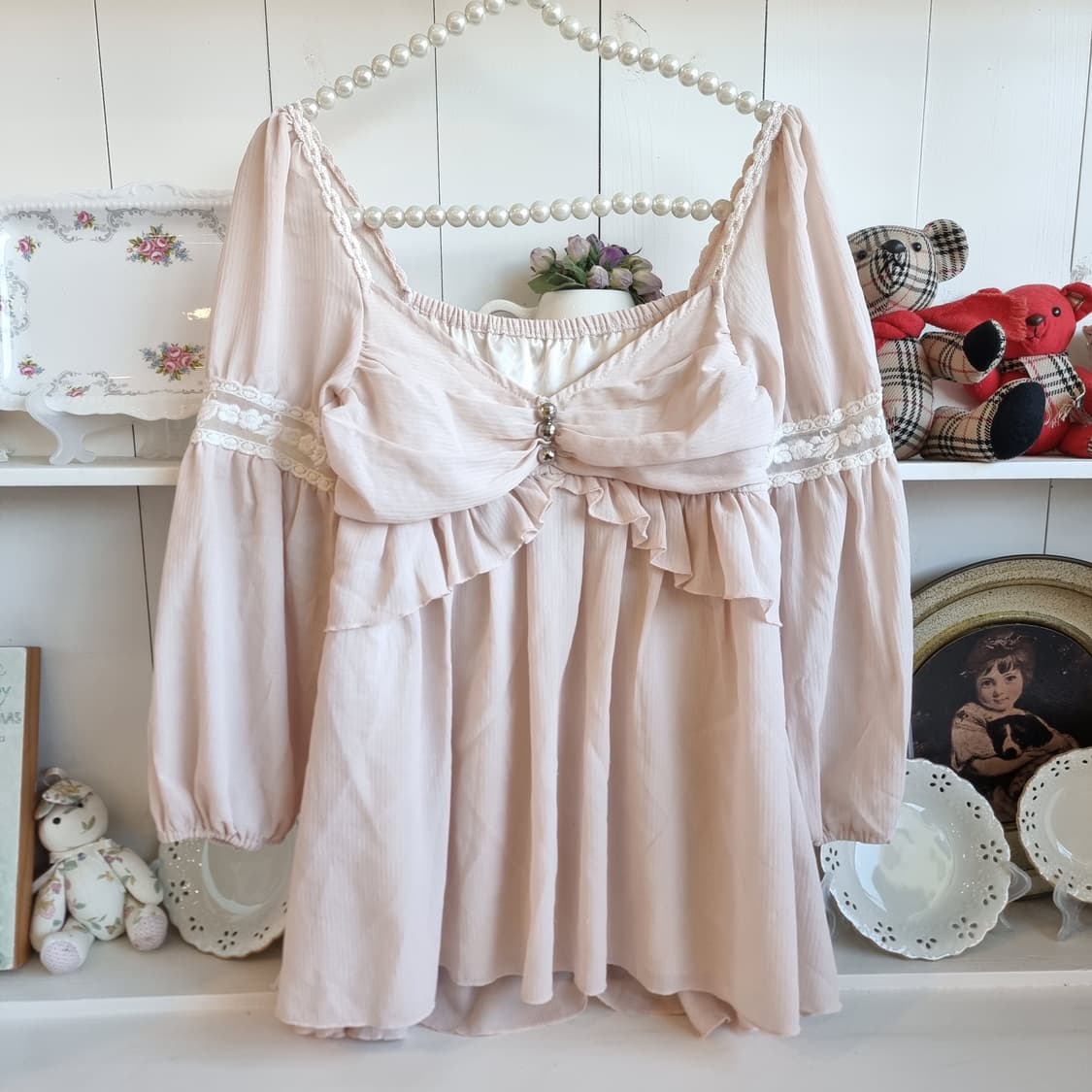 Rojita 오프숄더 프릴 리본 블라우스 상품이미지1