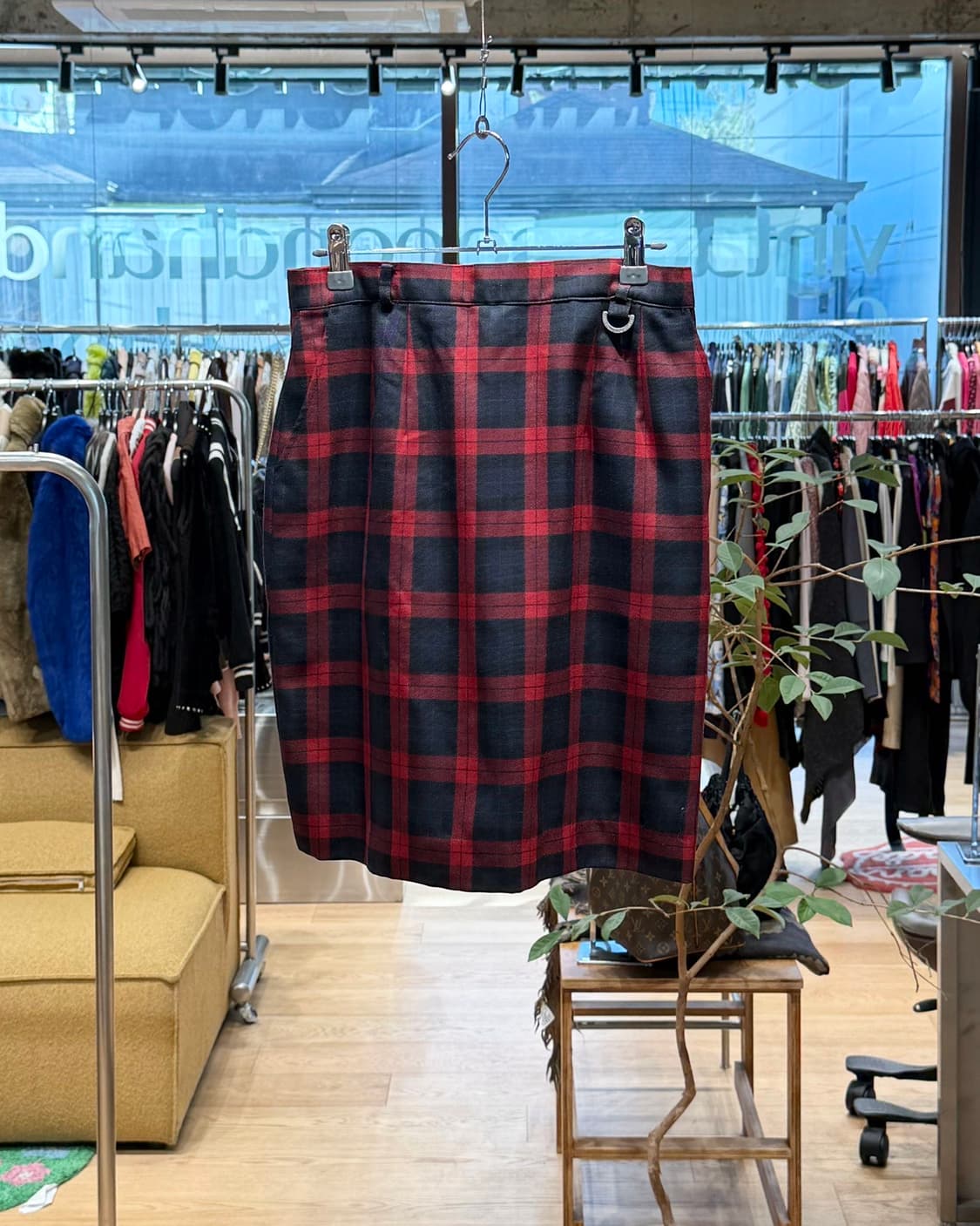 크리스찬 디올 스포츠 레드 체크 미디스커트  상품이미지1