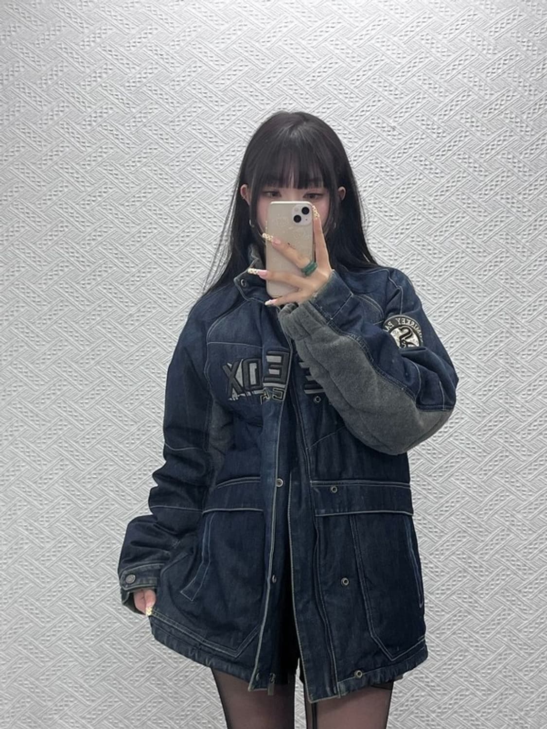 MLB 올드스쿨 레트로 스트릿 힙합 데님 패딩 자켓 95 C09664 상품이미지1