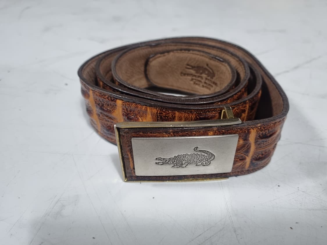 80's 빈티지 크로커다일st 가죽 벨트 브라운 상품이미지1