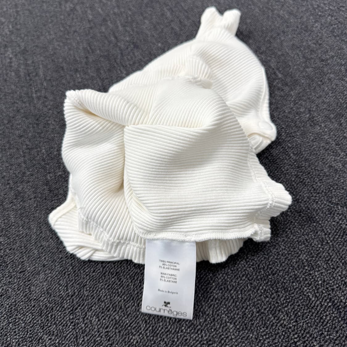 꾸레쥬 로고 자수 스트레치 골지 반팔 탑 상품이미지9