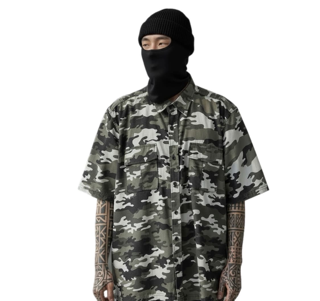 PJ mark 화이트카몰라쥬 2포켓 오버핏 반팔셔츠 상품이미지1