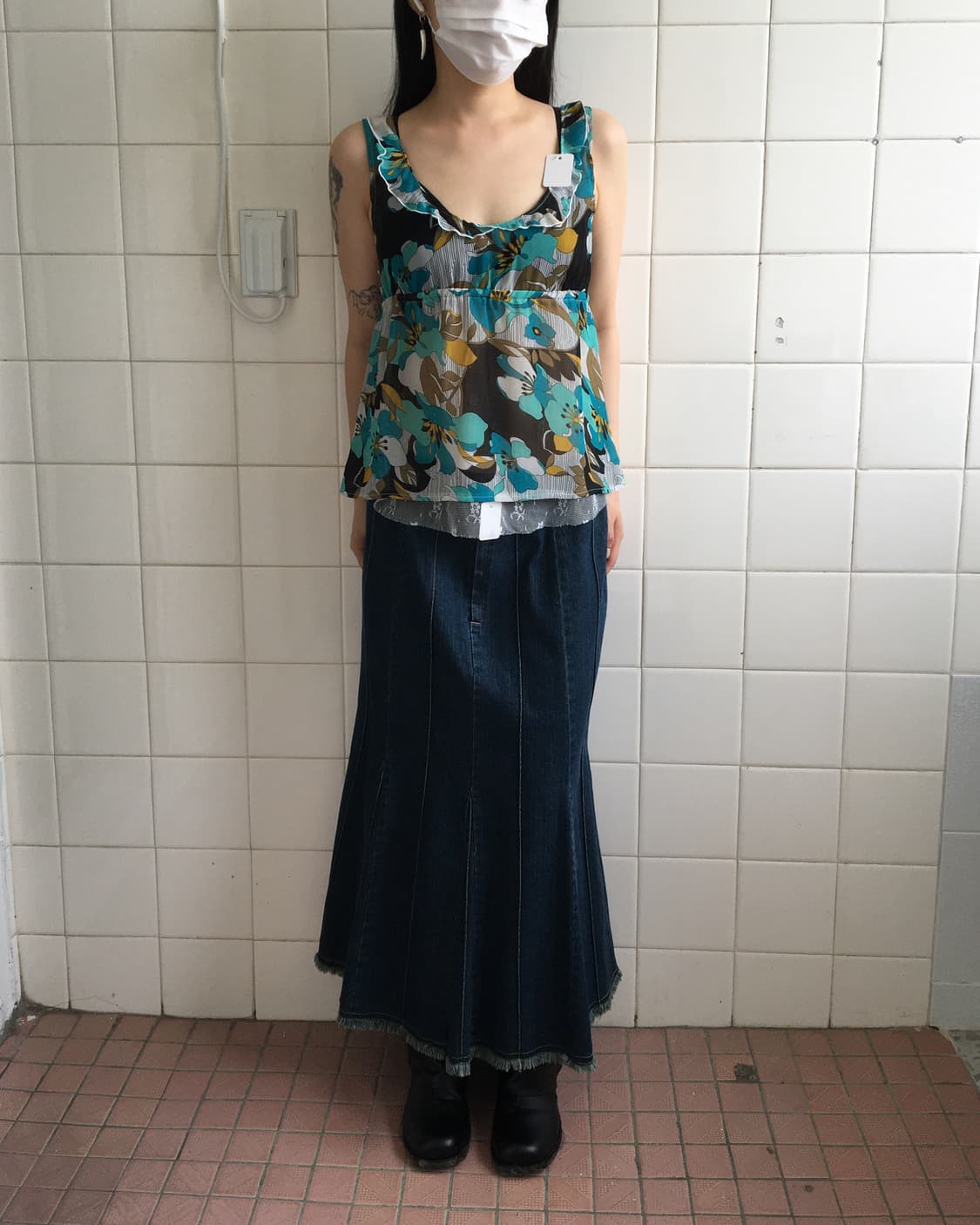 Pattern frill sleeveeless 상품이미지6