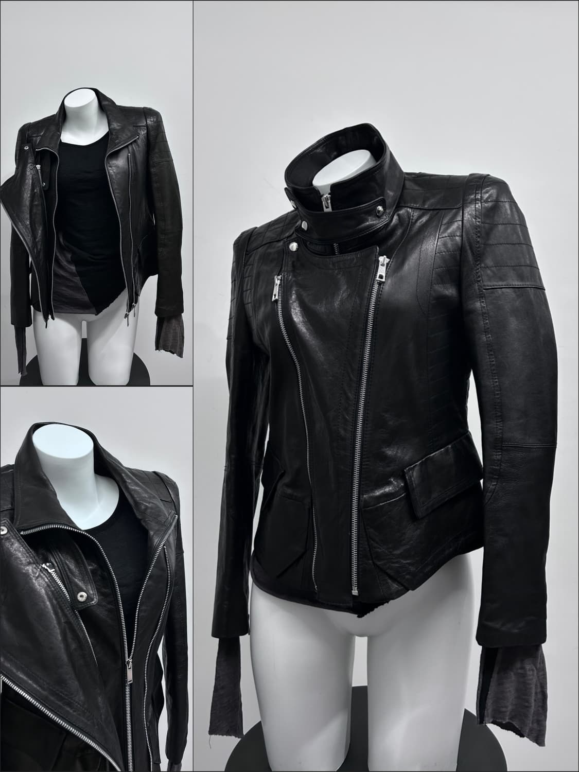 더블 지퍼 퀼팅 이탈리안 램스킨 자켓 상품이미지1