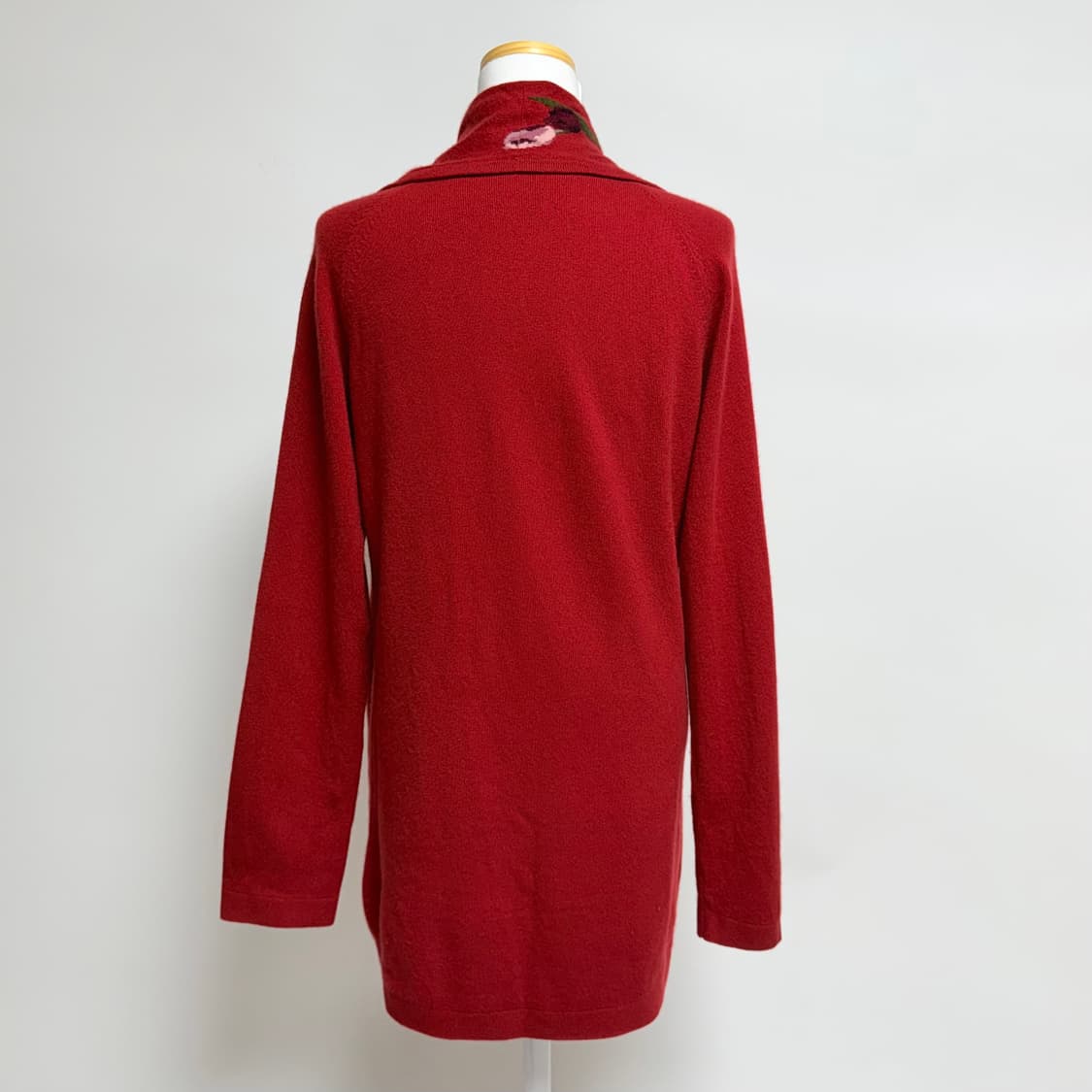 [캐시미어 100%] 플라워 자수 레드 롱 가디건 42 상품이미지3