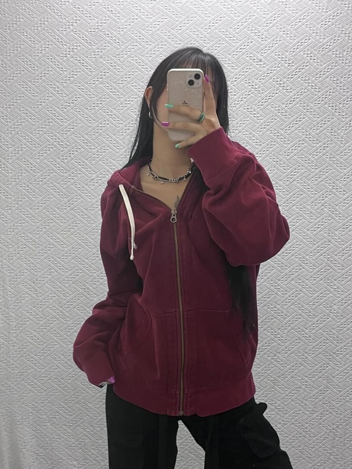 폴로 랄프로렌 빈티지 슬리브패치 버건디 와인 후드 집업 L C07373 상품이미지1