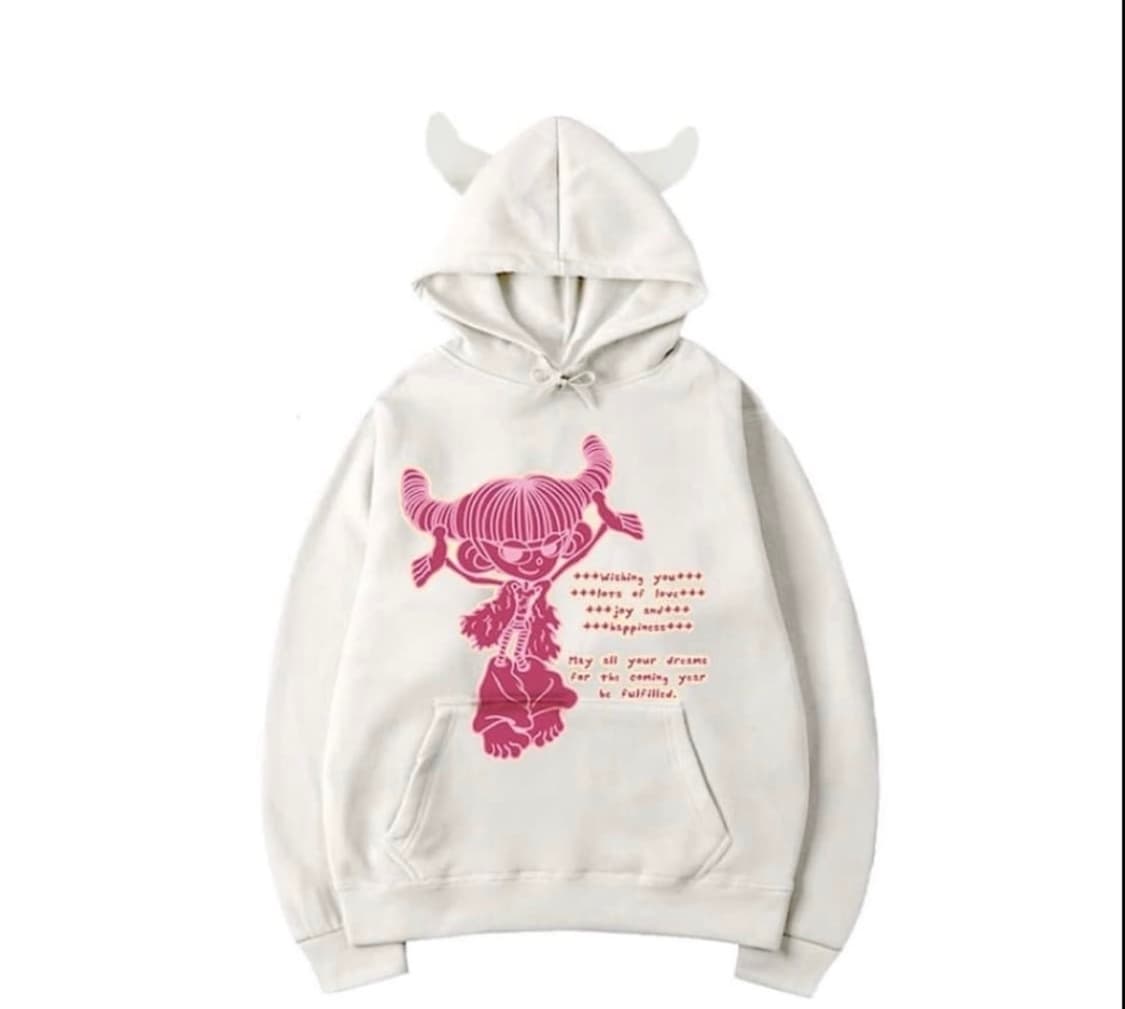 새상품 하이호체리 후드티 뿔 핑크화이트 상품이미지1