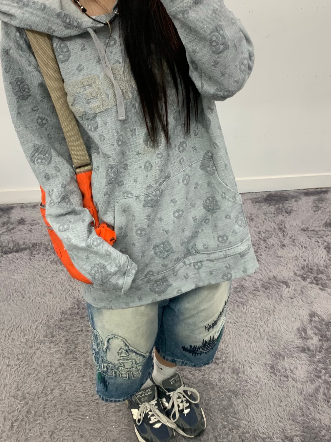 패치 디테일 워싱 반바지 상품이미지3