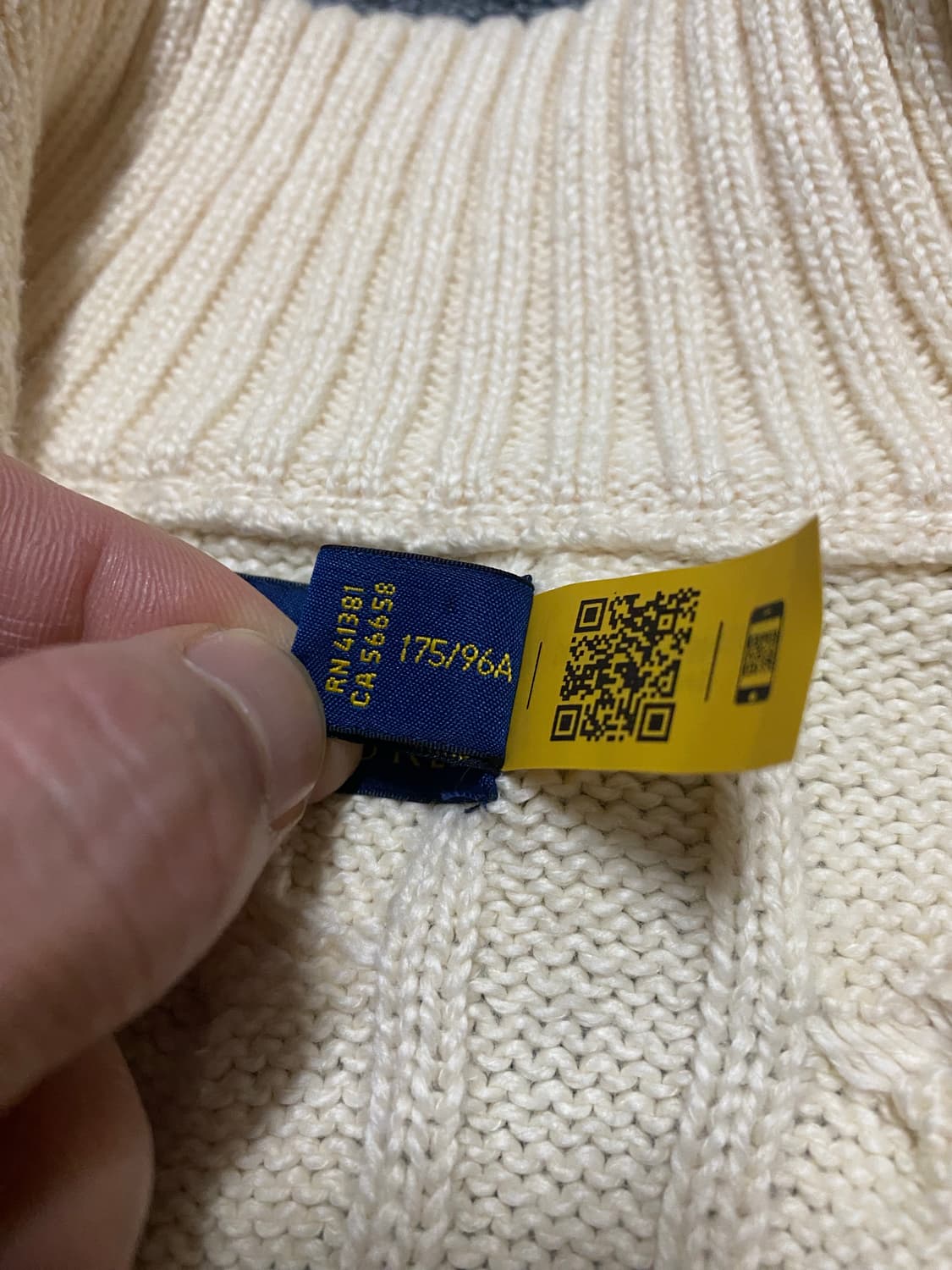 정가279,000원 최신형QR택 폴로 케이블  하프 집업  니트 RRL 상품이미지6