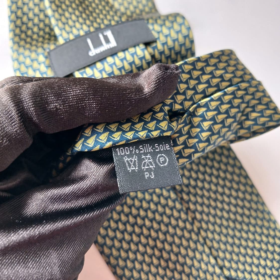 던힐 실크 네이비 요트 패턴 넥타이 9.5cm S등급 G24 상품이미지9