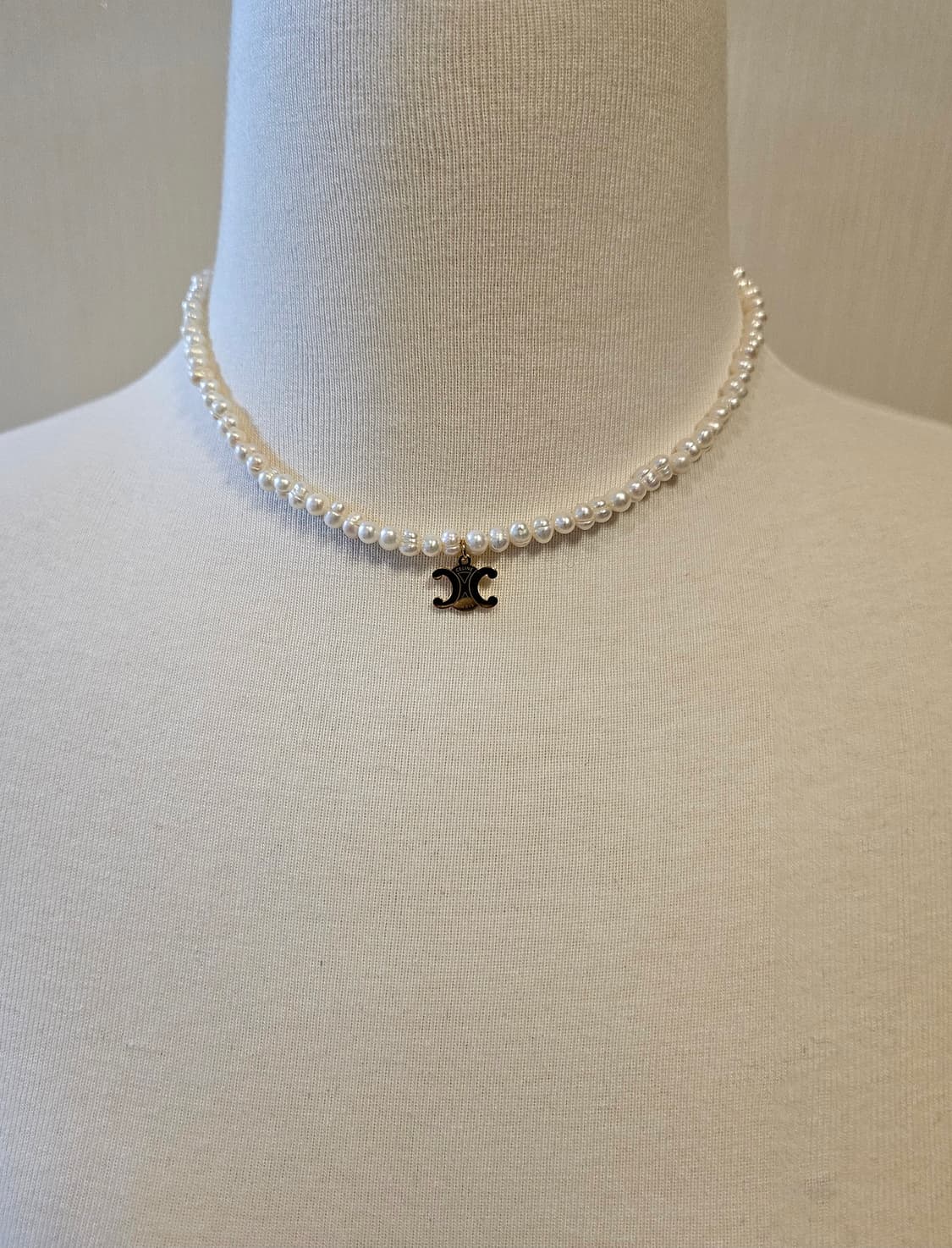 셀린느 천연담수 진주 초커 목걸이 업사이클링 상품이미지6