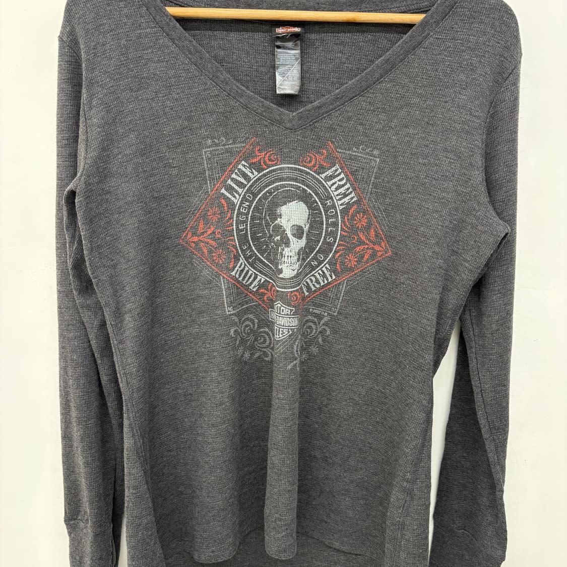 할리데이비슨 스컬 프린팅 긴팔 티셔츠 여성 L 상품이미지2