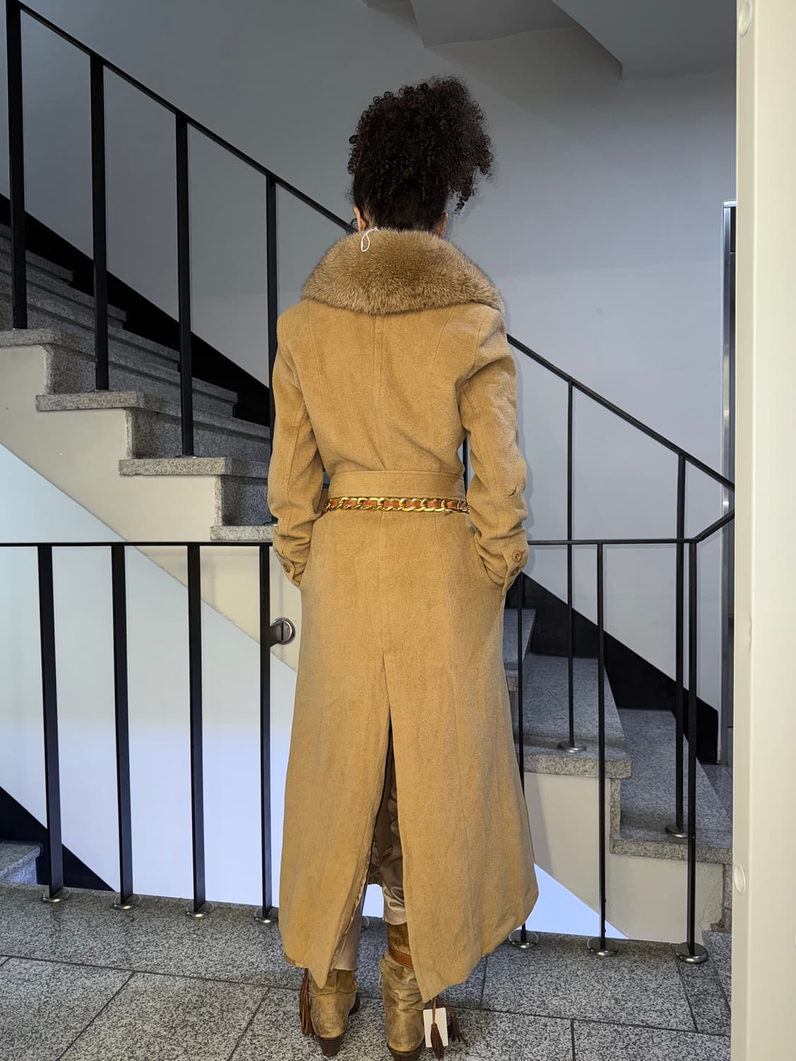 fur collar maxi coat 상품이미지7