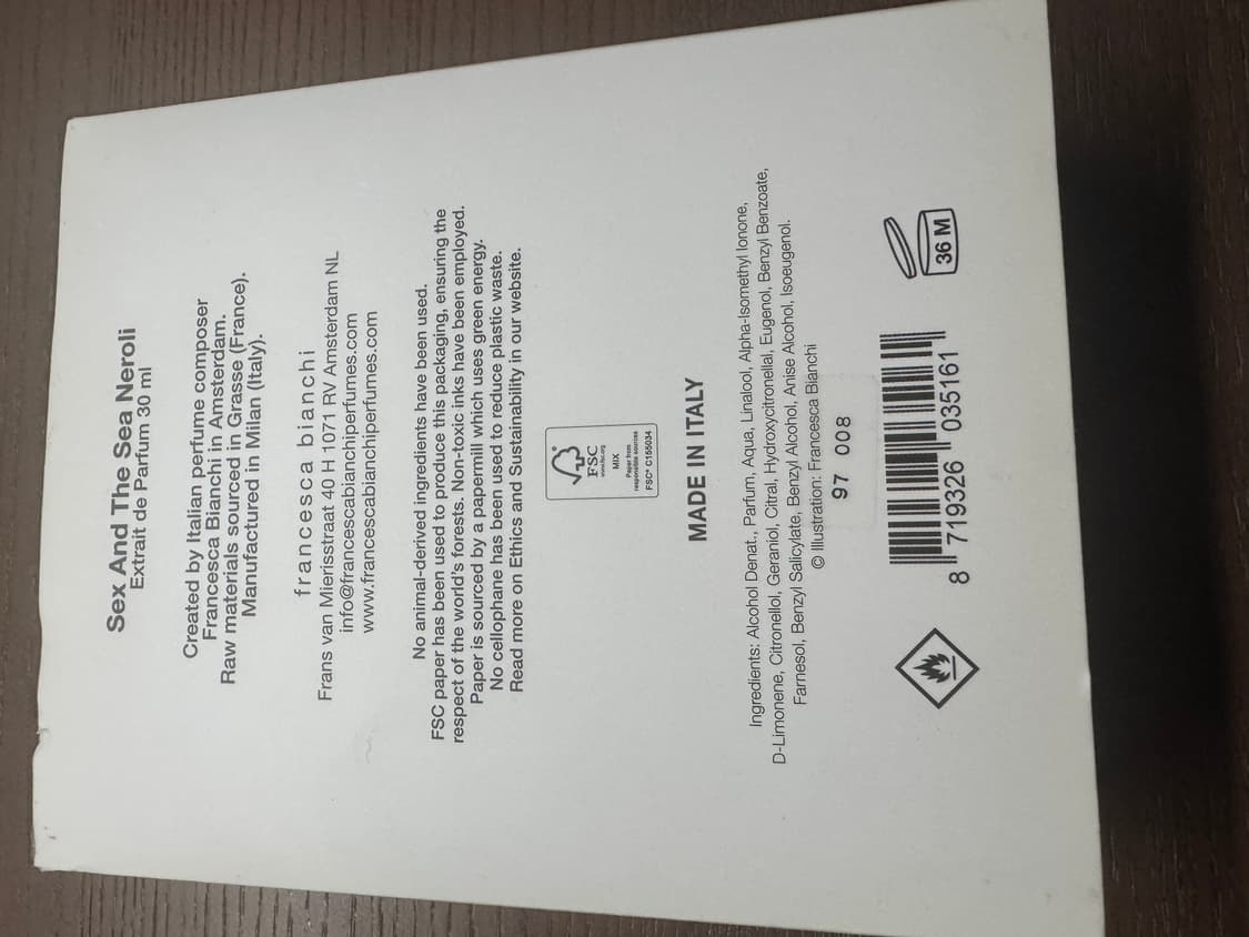 프란체스카 비앙키 섹스 앤 더 씨 네롤리 30ml 새 상품 상품이미지2