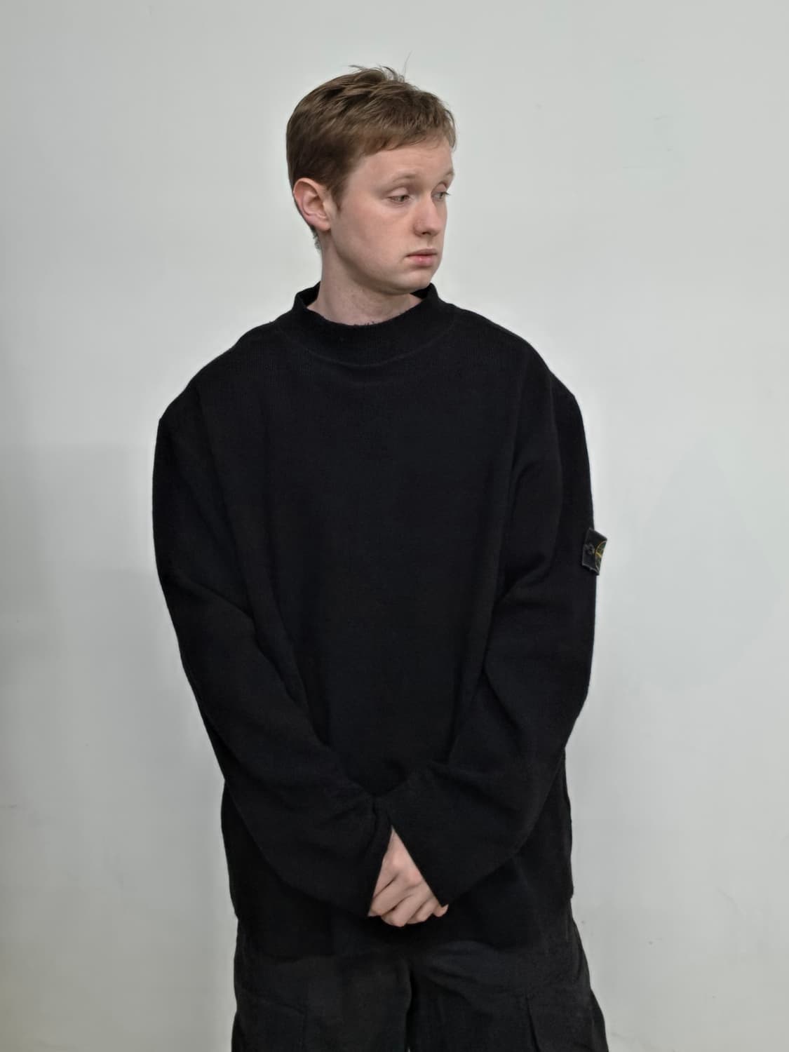 99AW 스톤 아일랜드 블랙 오버사이즈 울 혼방 니트 상품이미지4