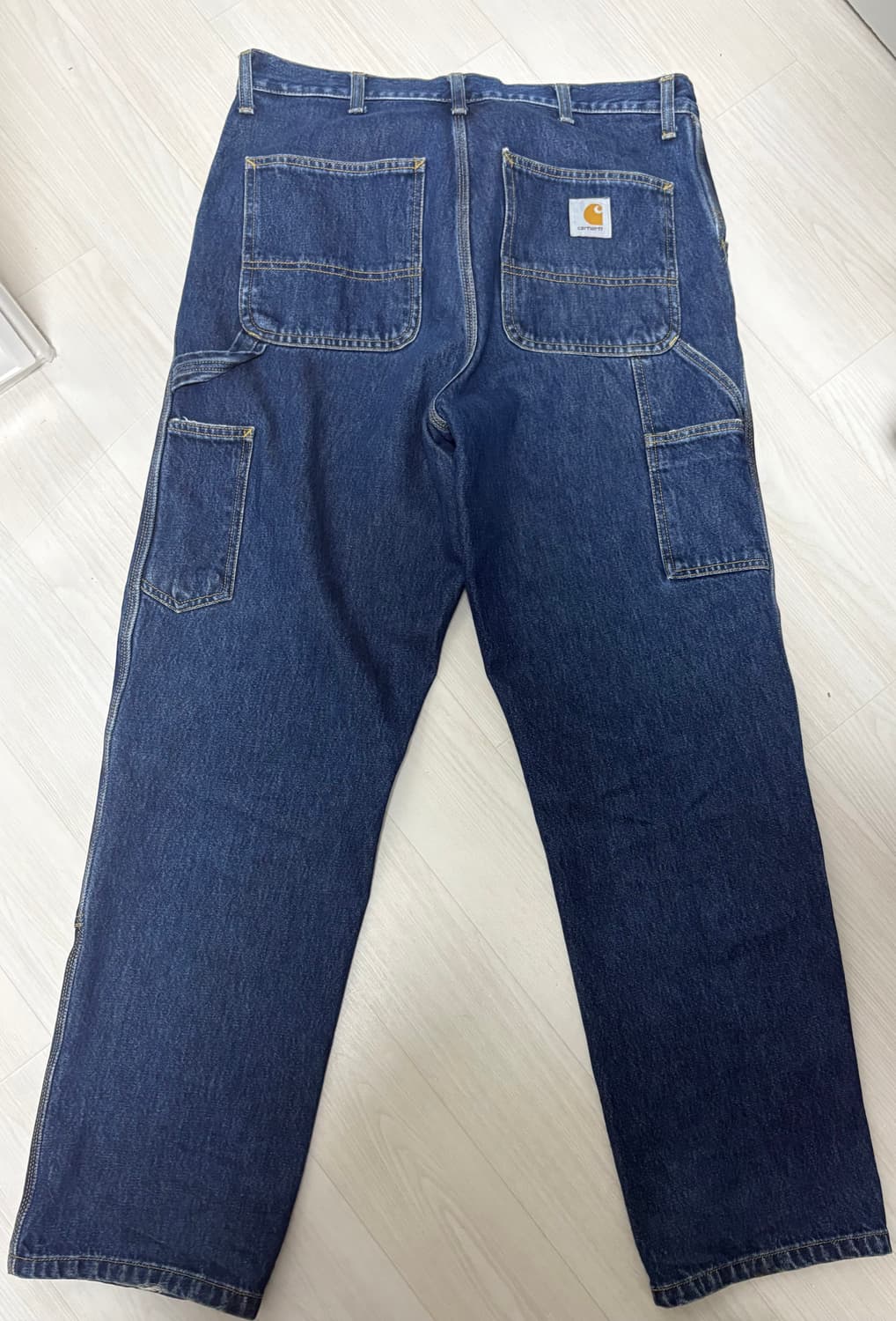 (32*32) 칼하트WIP 더블 니 팬츠 스미스 (블루 스톤 워시드) 상품이미지3