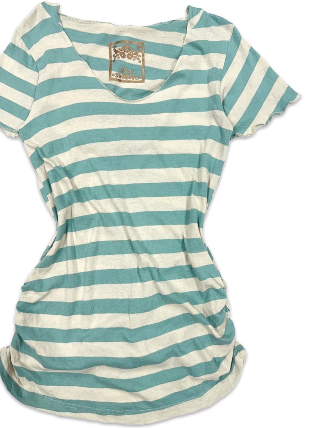 빈티지 사이드 셔링 스트라이프 후드 반팔티 상품이미지2