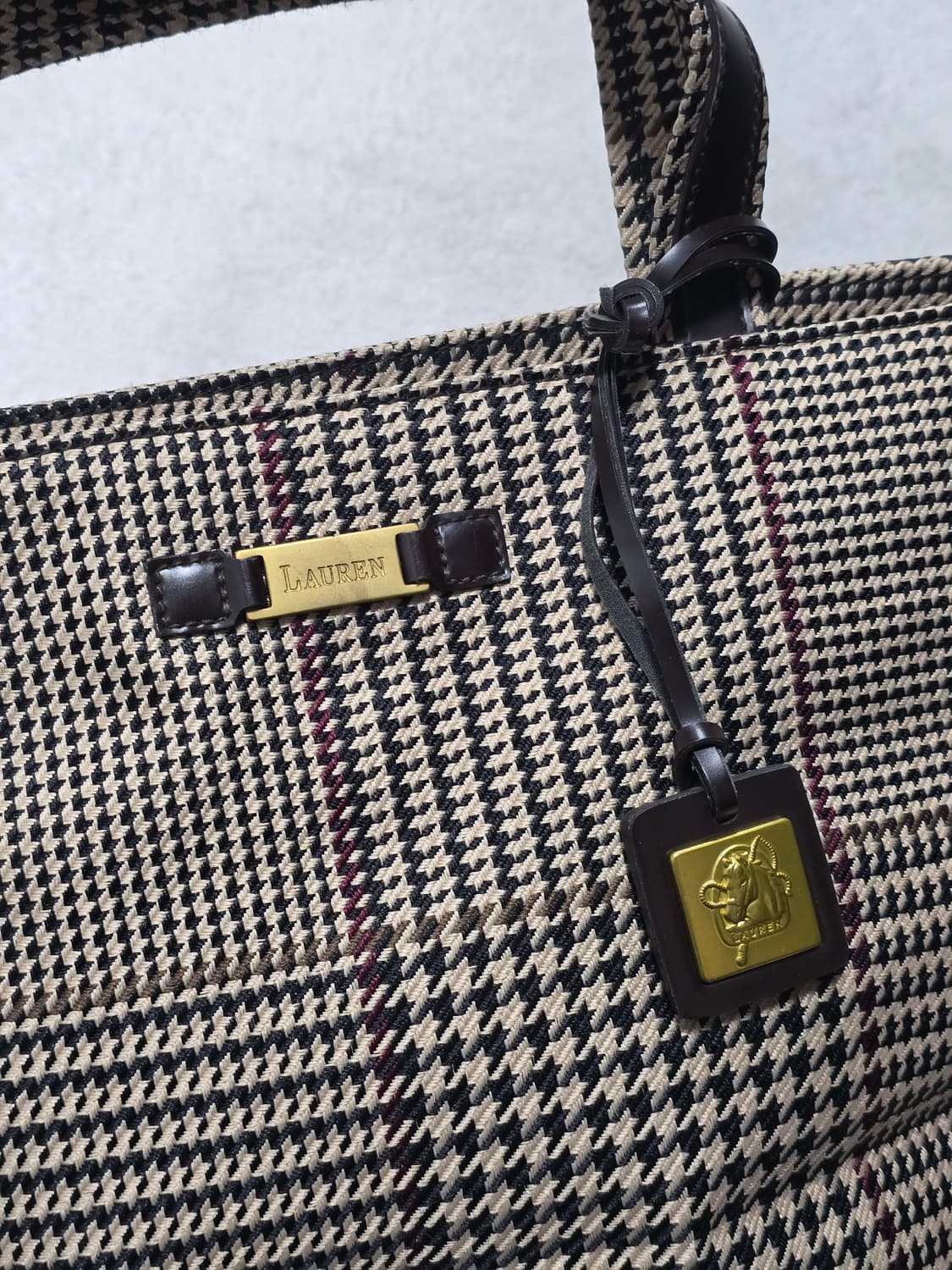 90's 랄프로렌 하운드투스 체크패턴 토트백  상품이미지3