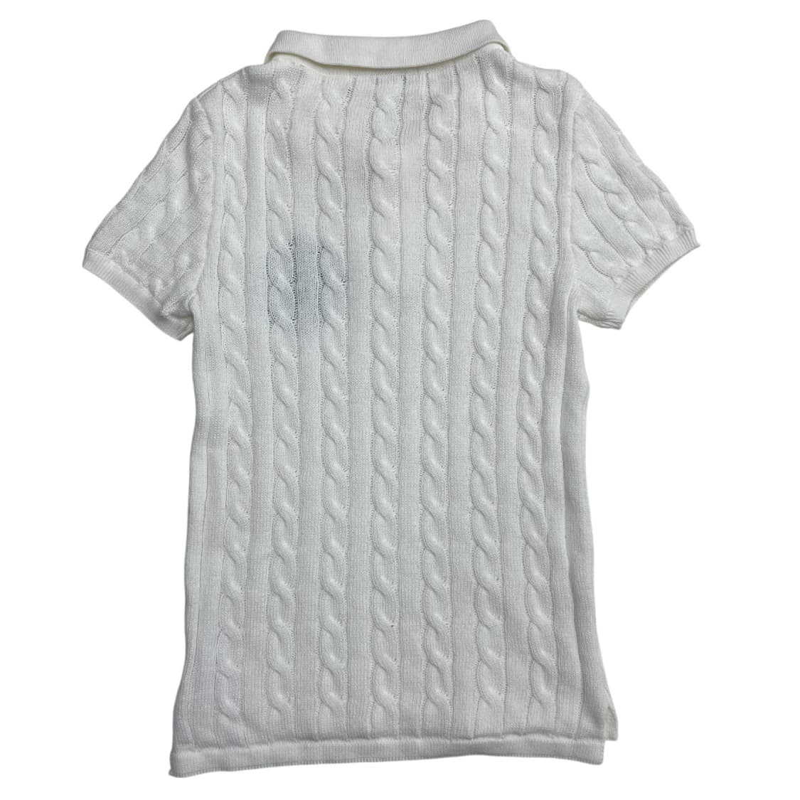 마르디 메르크디 자수 화이트 꽈배기 카라 반팔 니트 상품이미지3