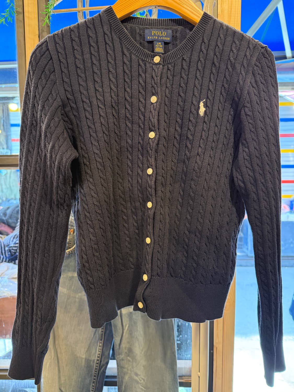 폴로 랄프로렌 화이트포니 네이비 꽈배기 가디건 상품이미지1