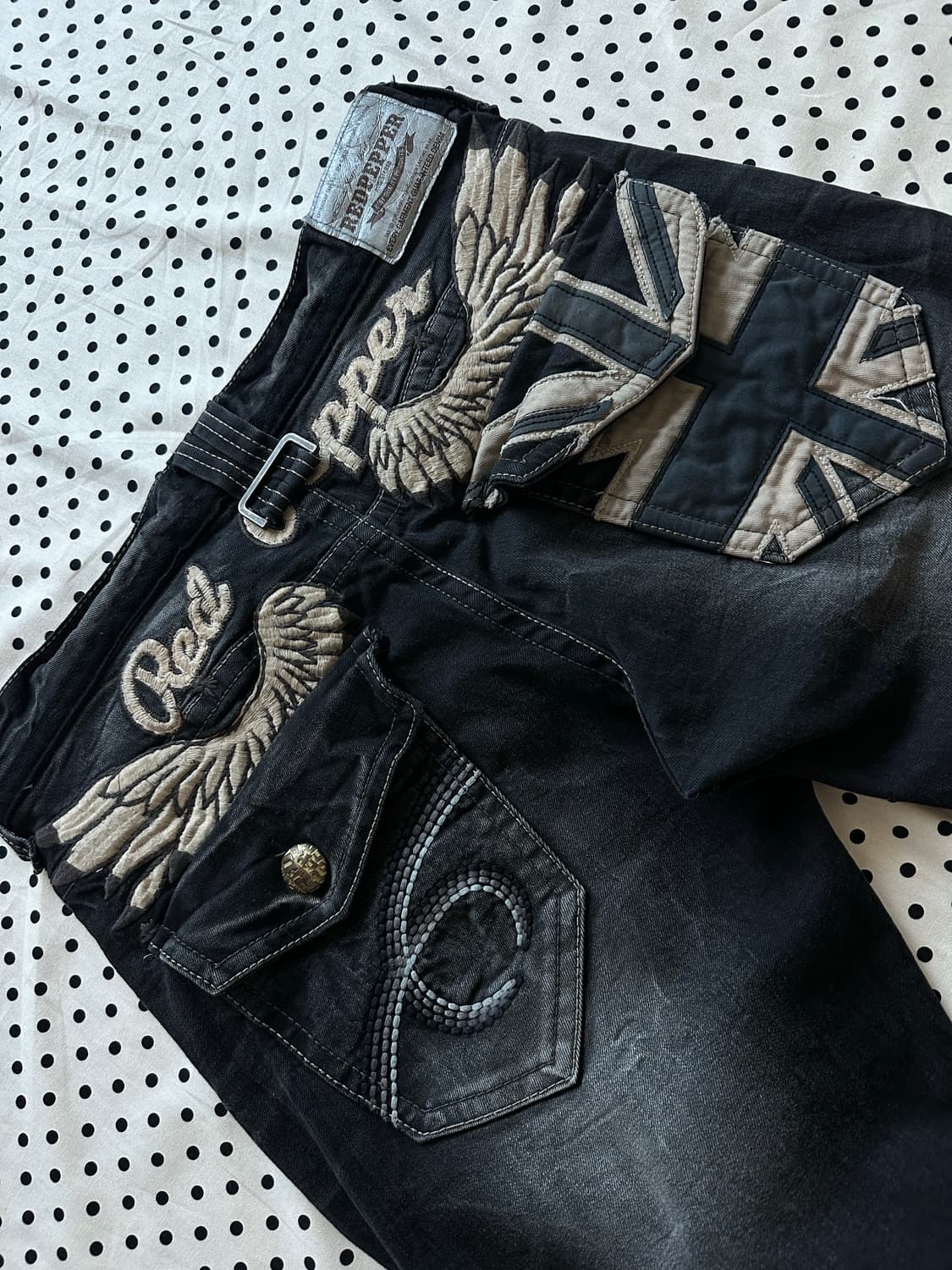 레드페퍼 흑청 백패치 워싱 데님팬츠 y2k 갸루 펑크 상품이미지5