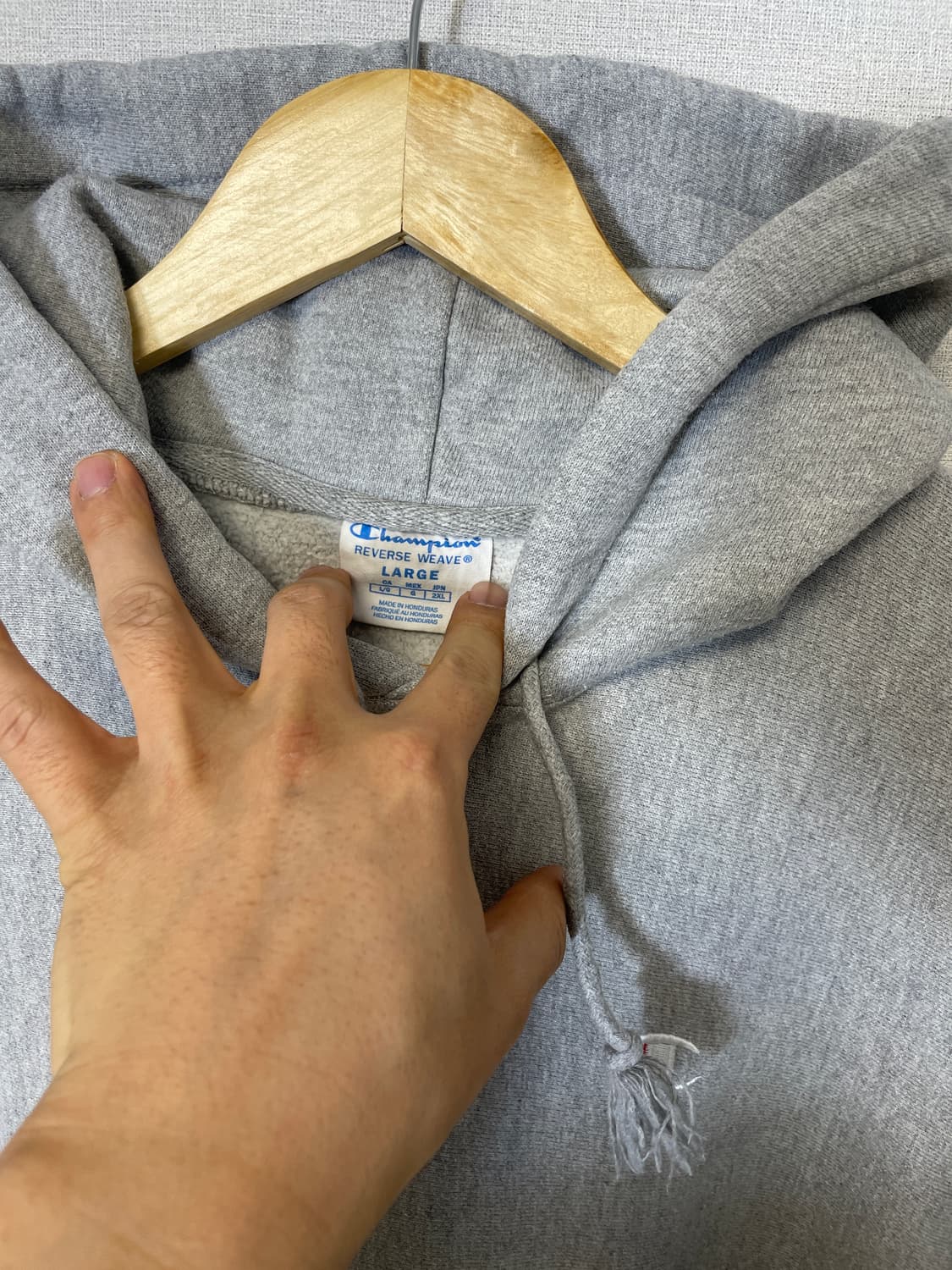 챔피온 리버스위브 그레이 후드 상품이미지4