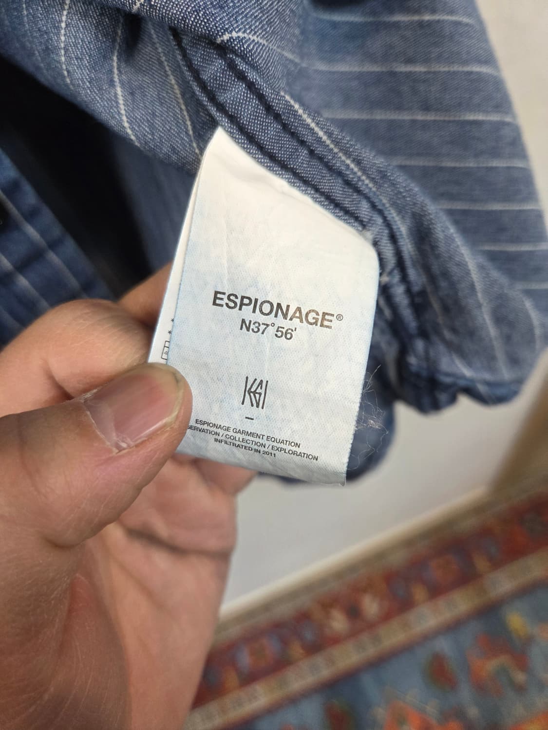 에스피오나지 와바시 스트라이프 데님 워크셔츠 조끼 L 커스텀  상품이미지4