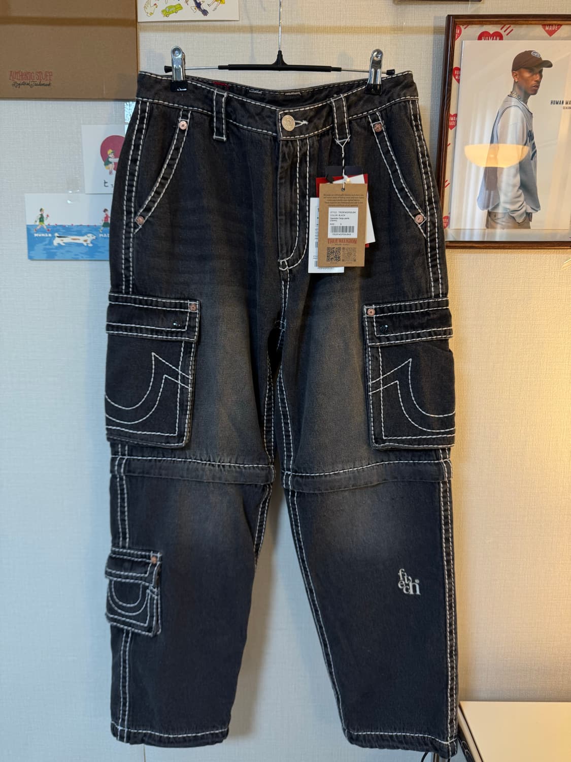 (새상품) 트루릴리젼 x 페치 데님 세퍼레이트 카고 팬츠 블랙 s 상품이미지1