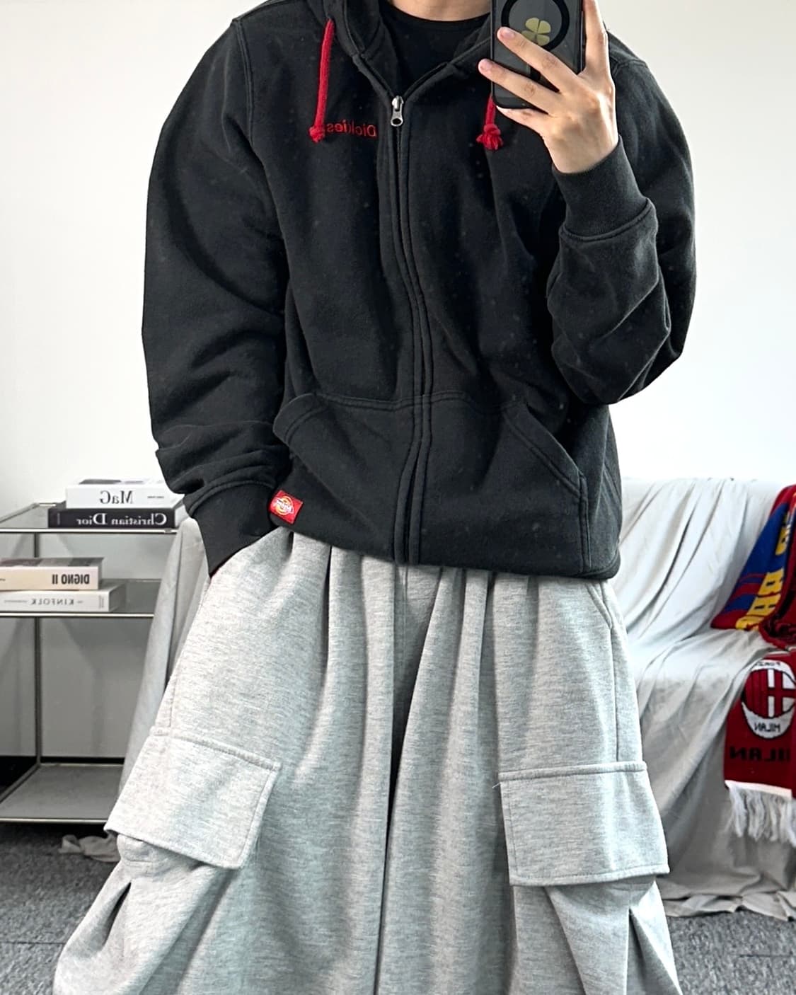 디키즈 스펠아웃 차콜 후드집업 M 상품이미지3