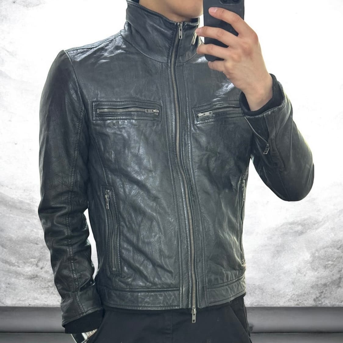 JPN highneck lambskin leather jacket 상품이미지1