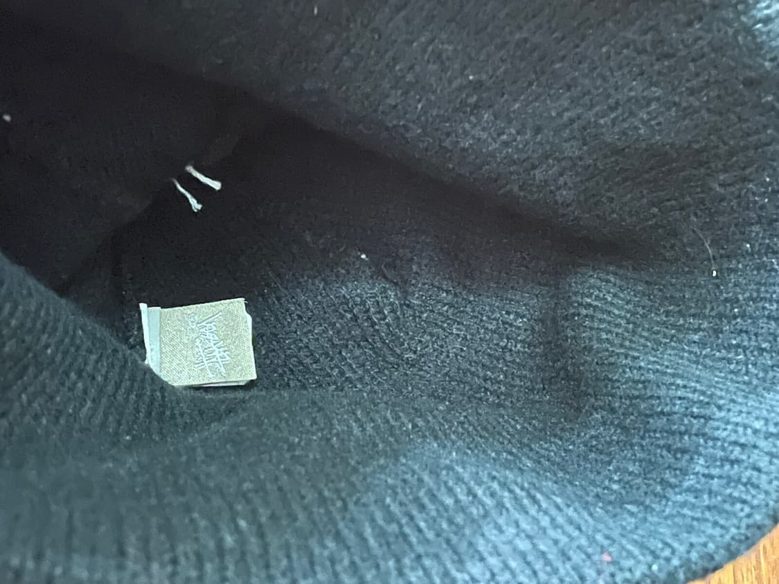 90s 빈티지 스투시 스타 패턴 폼폼 비니 블랙/레드 상품이미지3