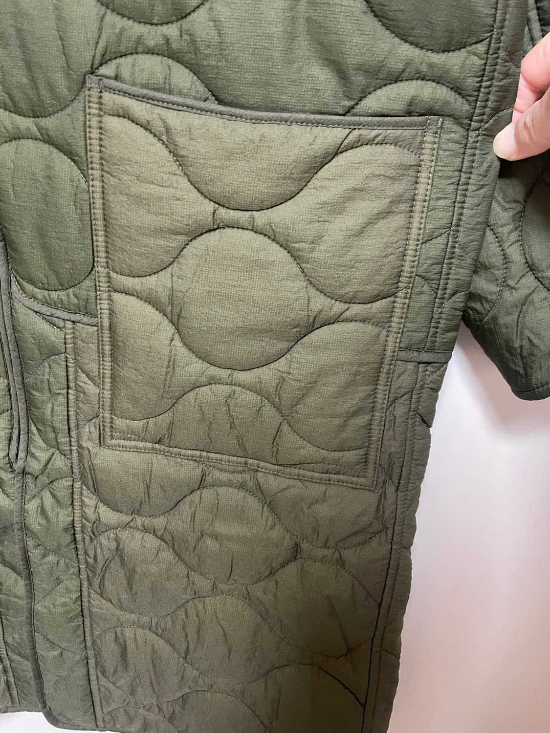 8 seconds 퀼팅 후드 롱 점퍼 L 올리브 상품이미지6