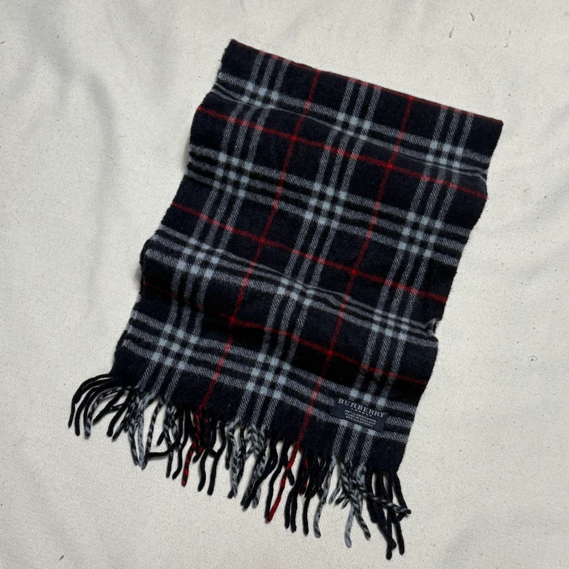 OS 버버리 노바체크 네이비 램스울 머플러 상품이미지1