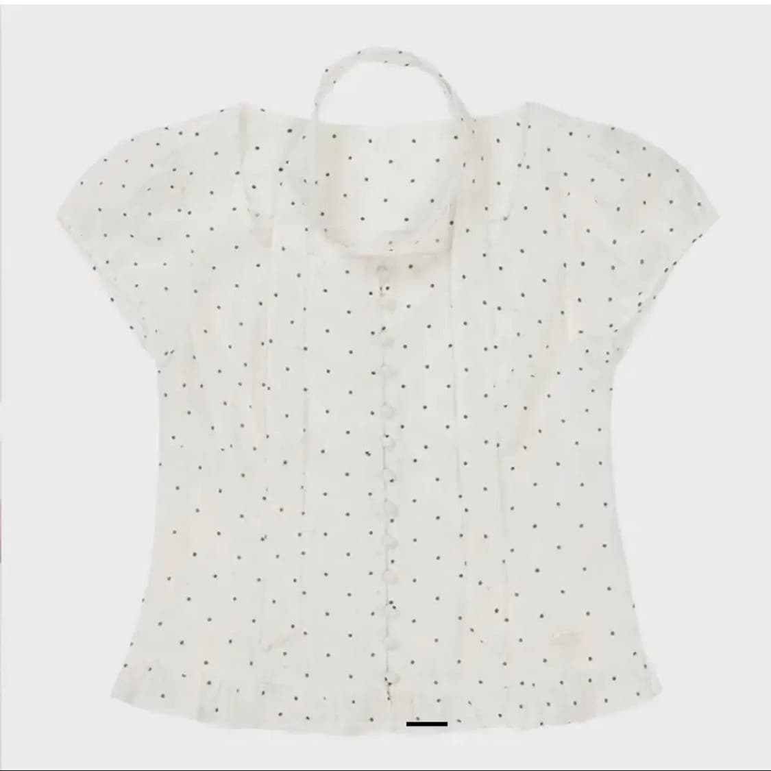 일리고 리본 타이 스퀘어넥 블라우스 화이트 도트 상품이미지4