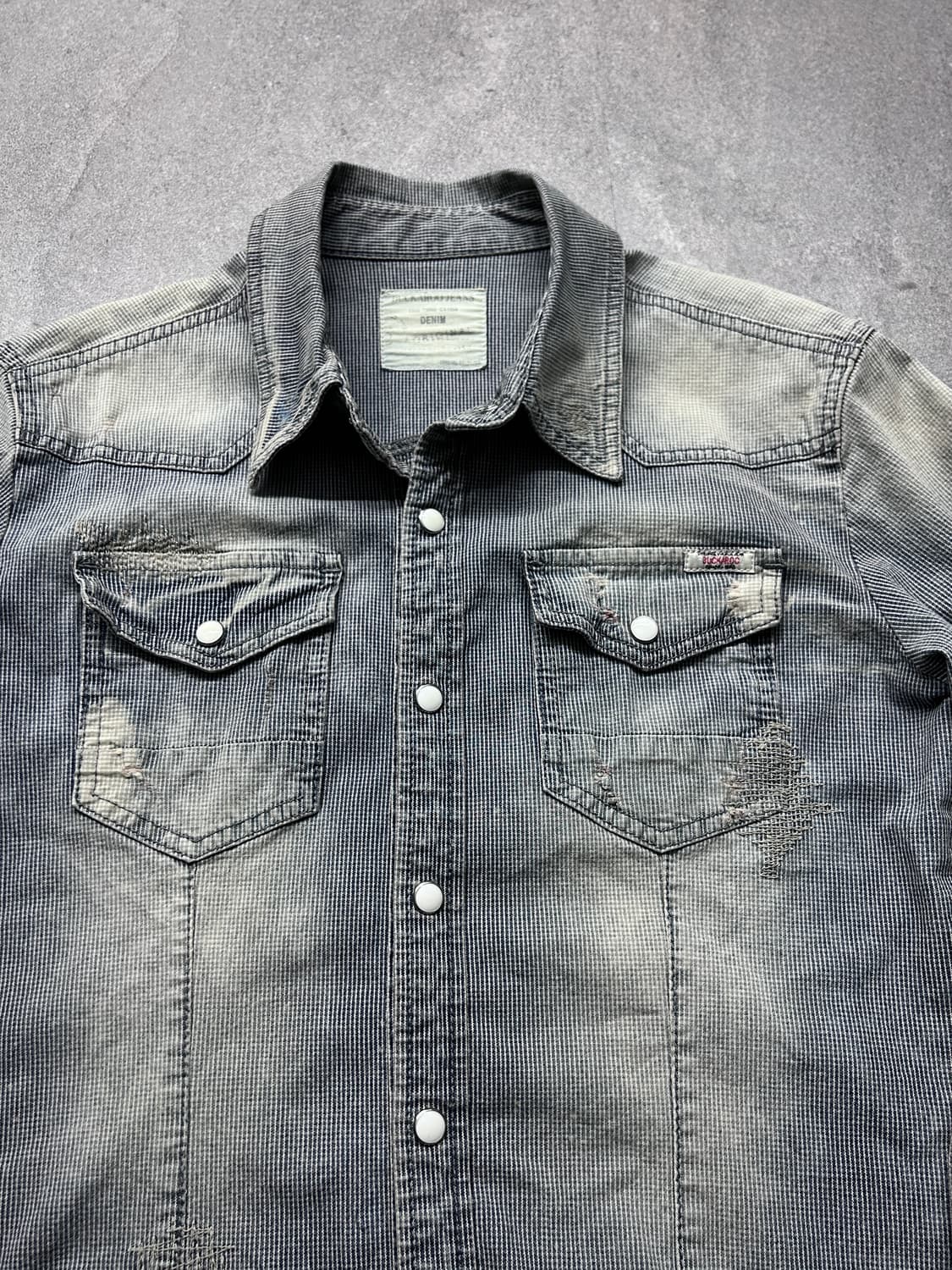 버커루 페이딩 웨스턴 데님 셔츠 상품이미지5