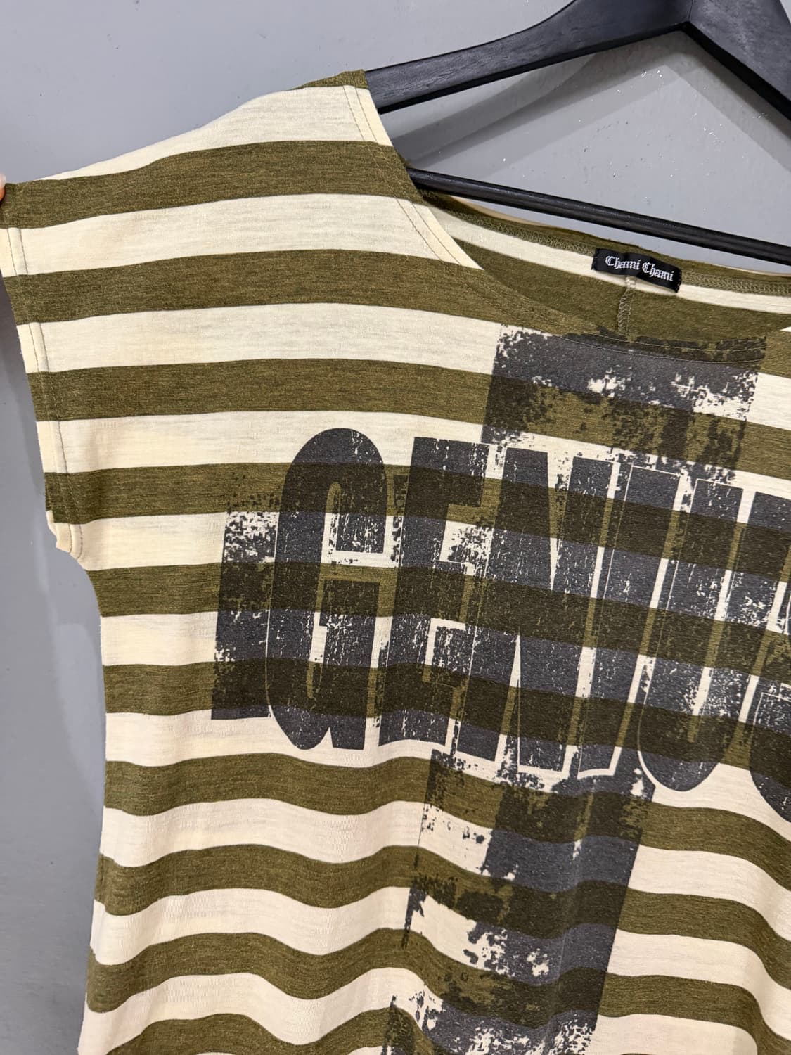 stripe pattern cross lettering top 상품이미지9