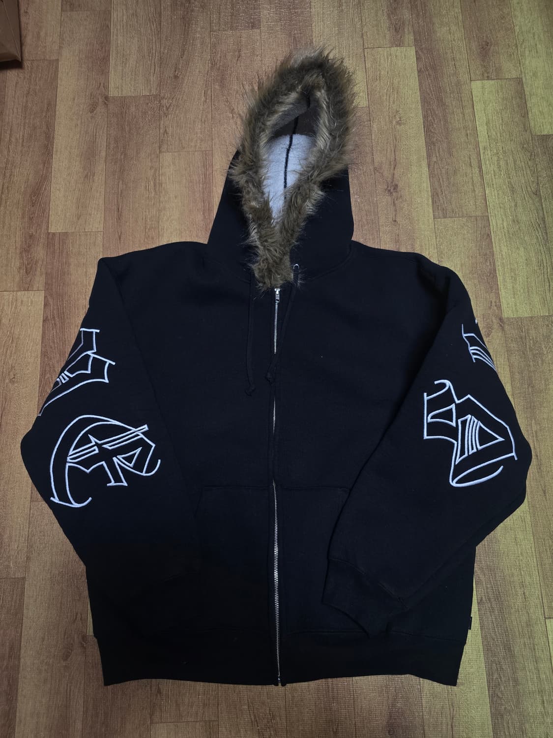 슈프림 포우 퍼 집업 후드 스웨트셔츠 블랙 - 25FW 상품이미지1