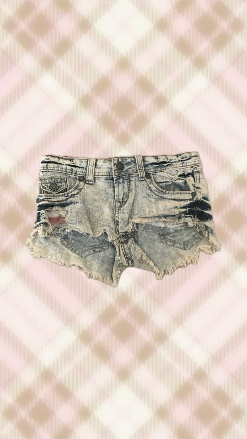 데님 청 데미지 숏팬츠 반바지 오네 갸루 펑크 와투케 빈티지 상품이미지1