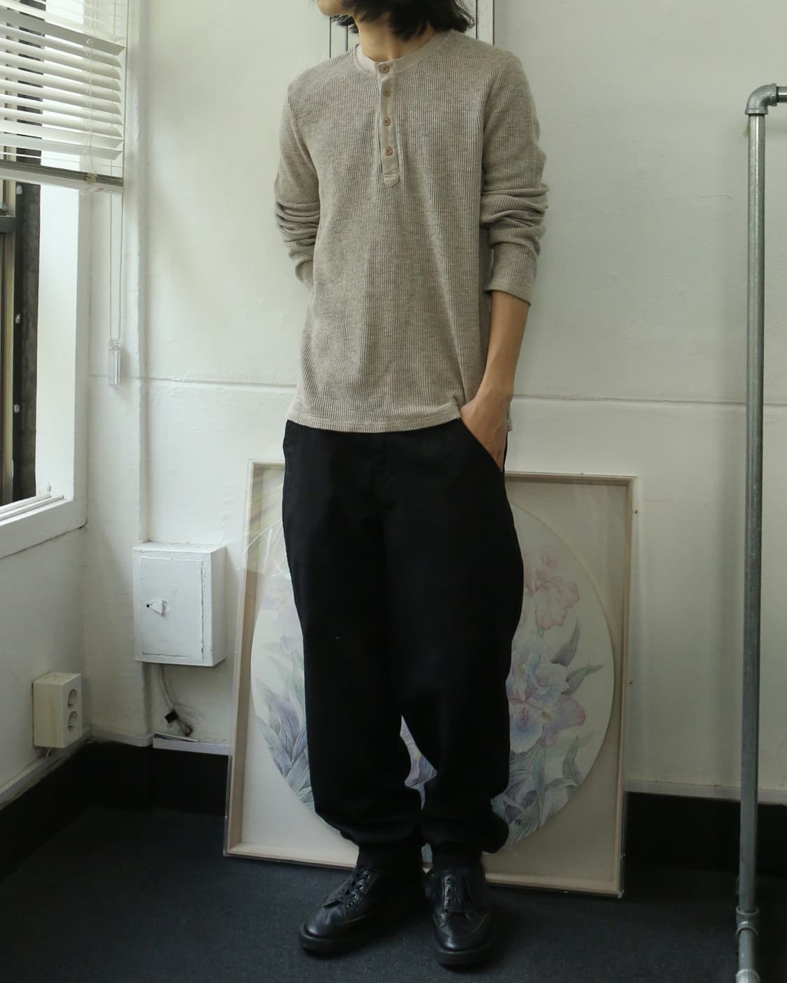  아르마니 익스체인즈 헨리넥 와플 니트 상품이미지3