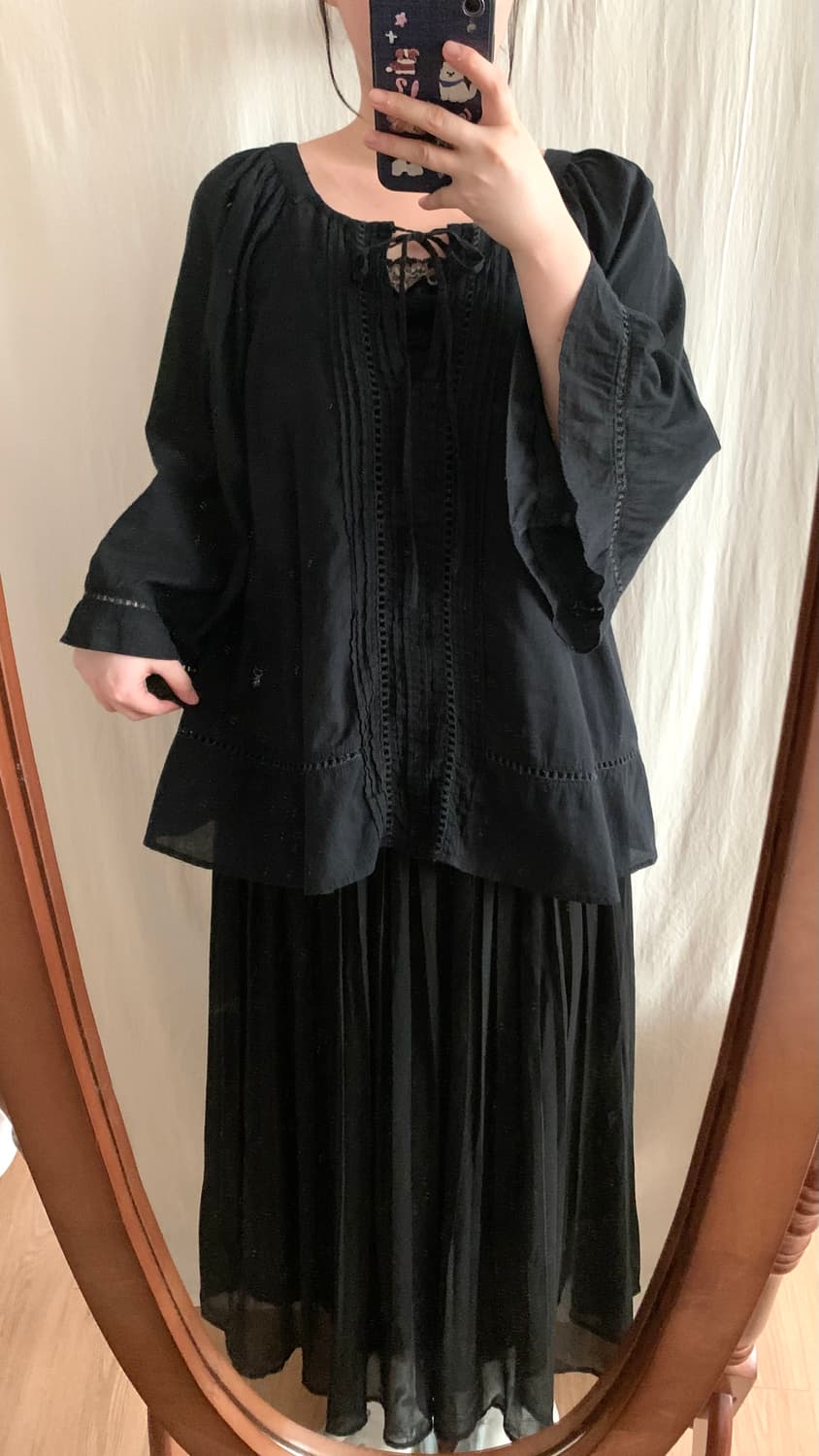 아사면 블랙 모리 케이프핏 블라우스 상품이미지5