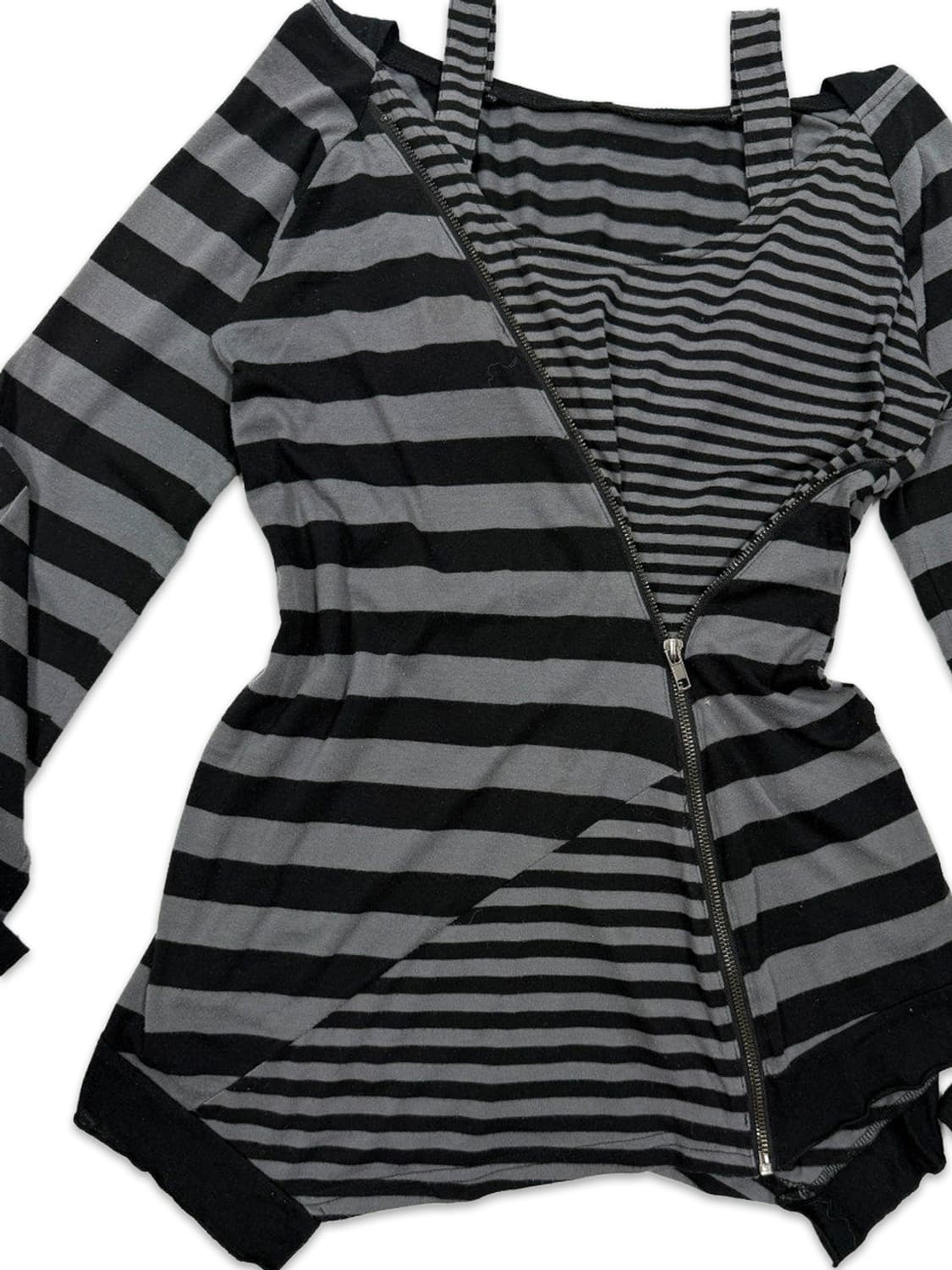 빈티지 스트라이프 언벨런스 펑크 집업 후드 상품이미지4