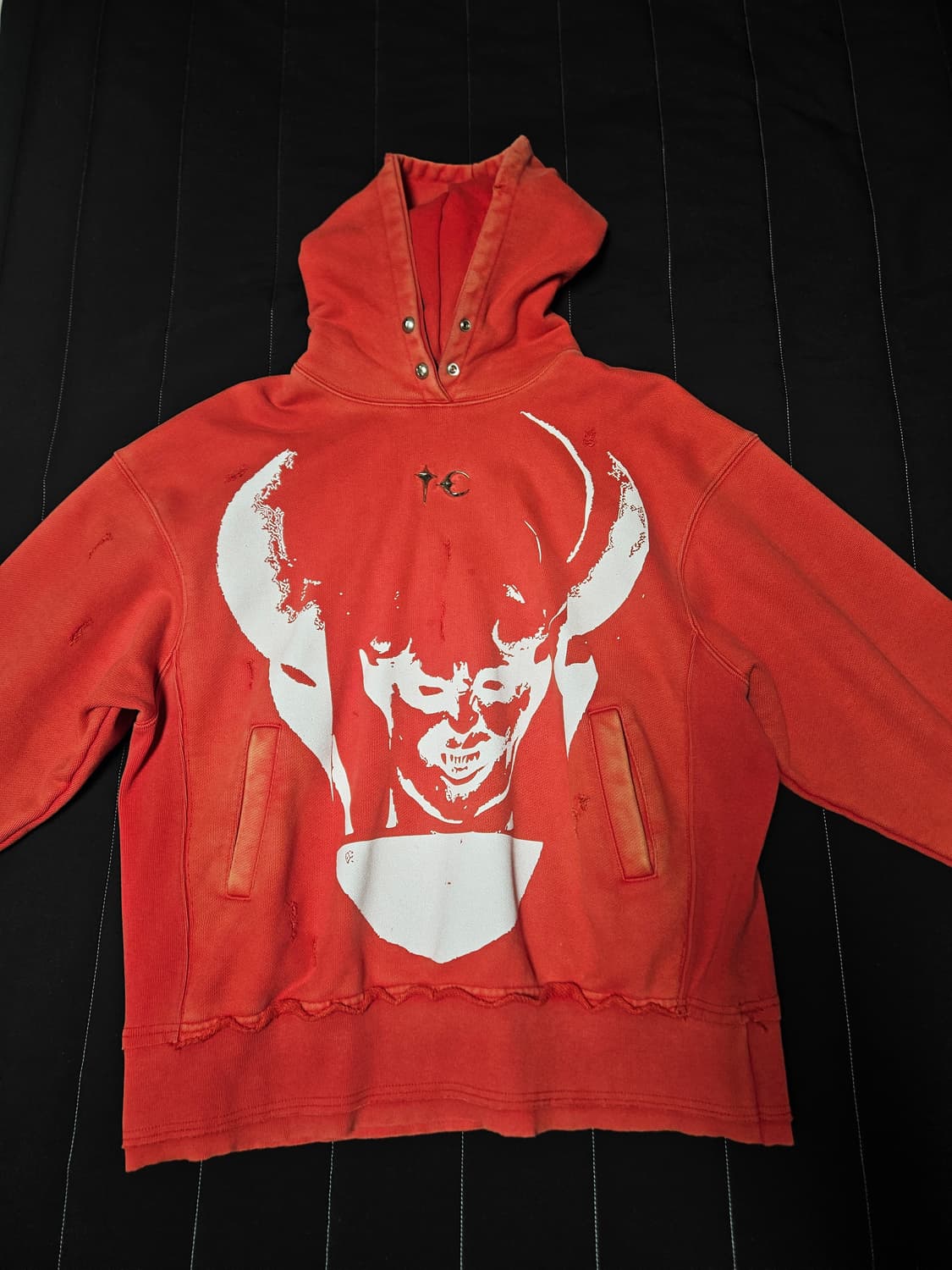 떠그클럽 사탄 후드 스웻 레드 화이트 size1 상품이미지2