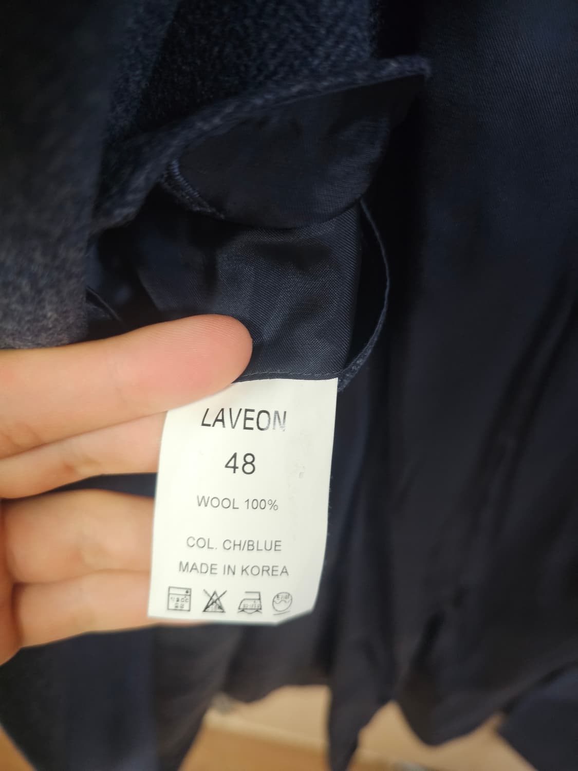 네이비 헤링본 3버튼 울코트 상품이미지5