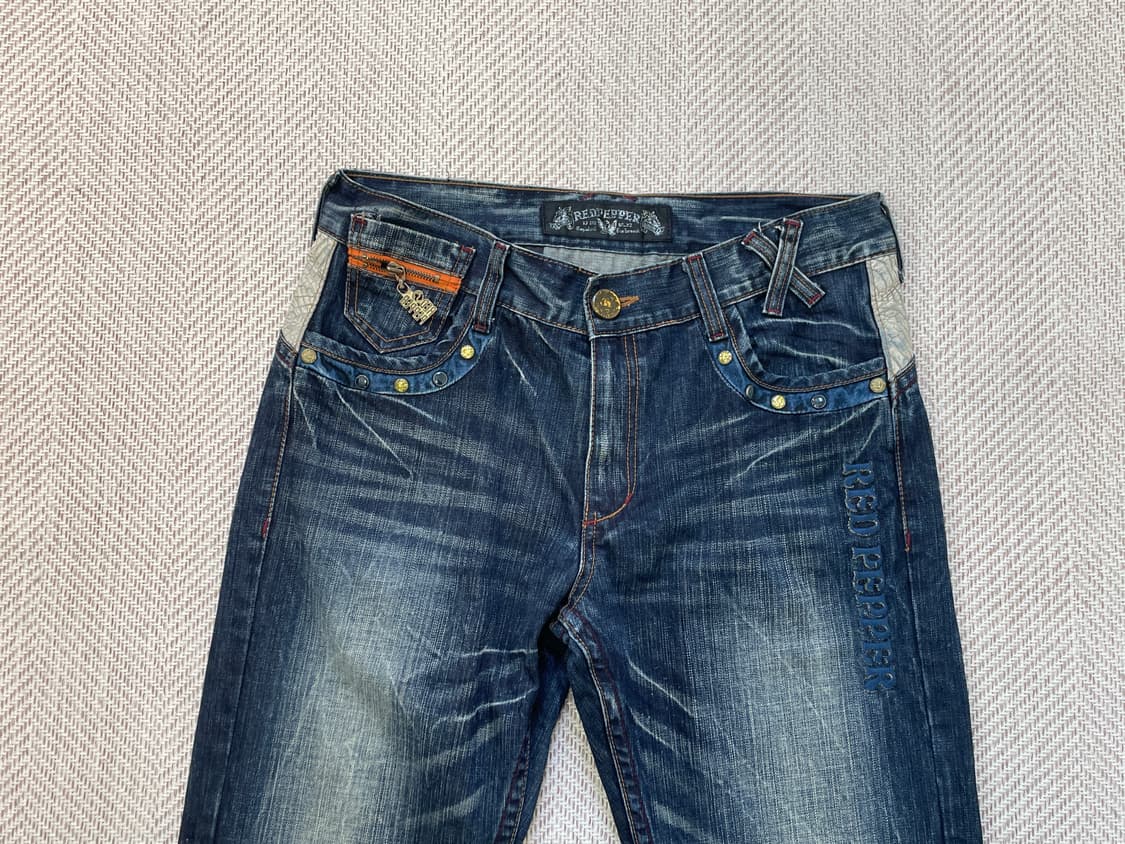 레드페퍼 빈티지 워싱 크로커다일 큐빅 데님팬츠 J04033 상품이미지3
