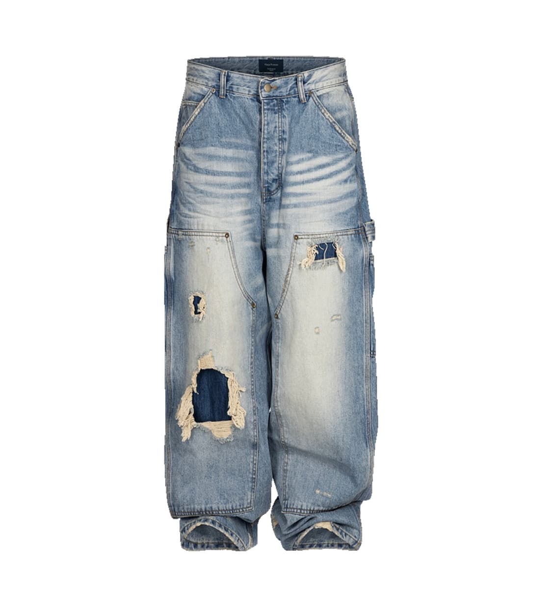 [2] 언더마이카 빈티지 디스트레스드 데님 카펜터 블루 데님 팬츠 상품이미지1