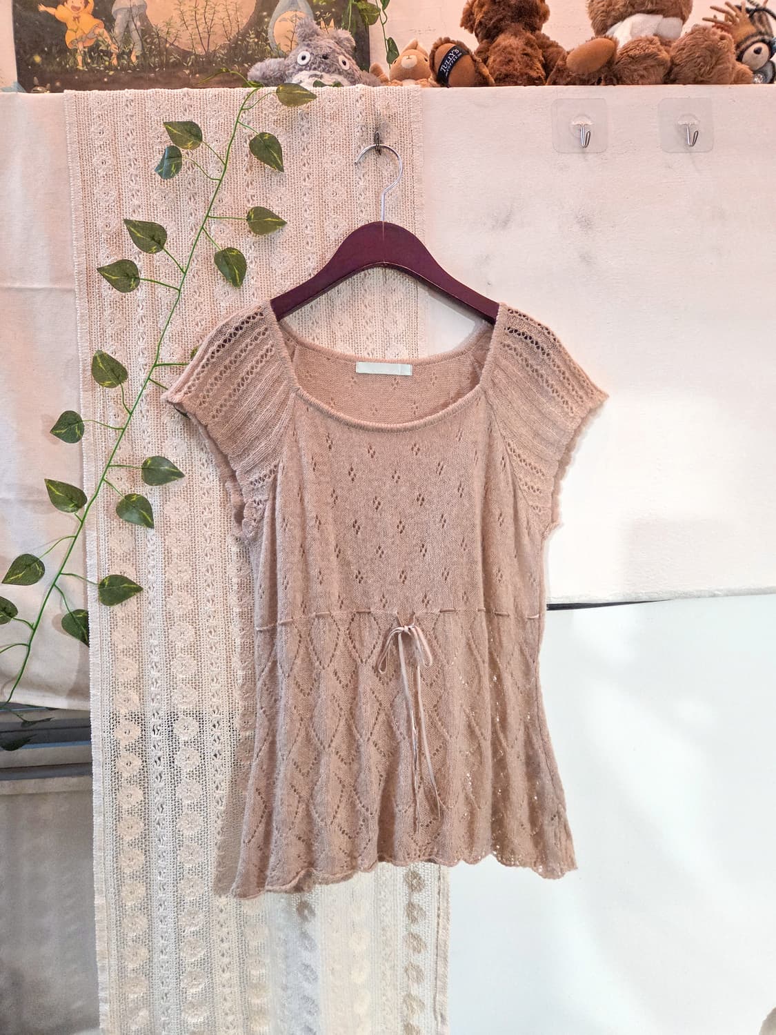 핑크 반팔 니트 탑 상품이미지1