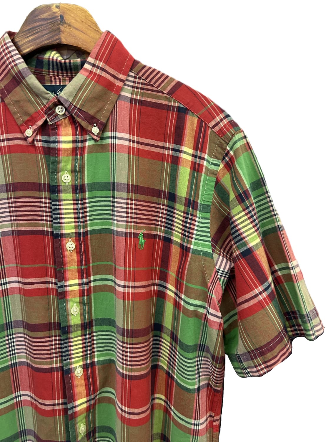 Polo Ralph Lauren 레드 그린 체크 클래식 핏 반팔 셔츠 상품이미지3